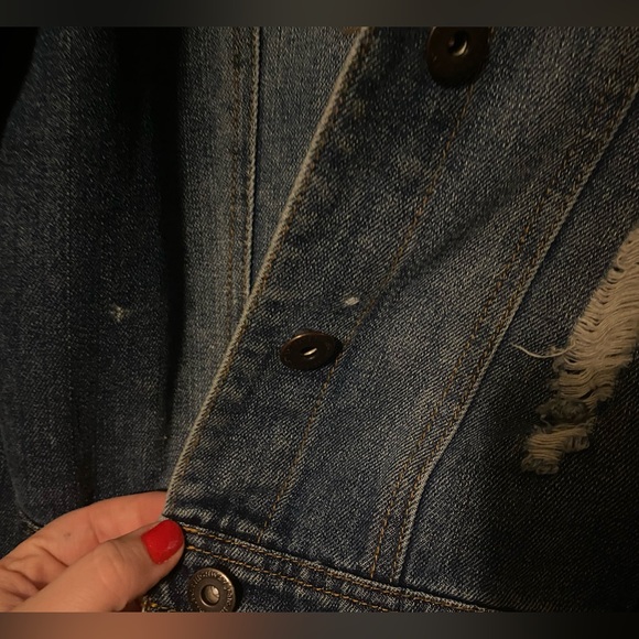 Highway jeans premium denim jacket - womens xl - distressed dark denim - Picture 3 of 6